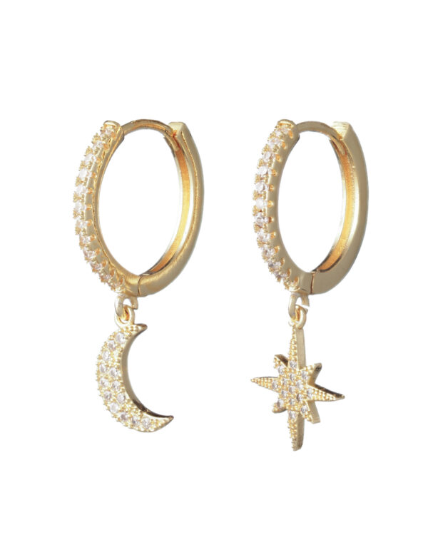 Moon and Star Gold Plated Earrings